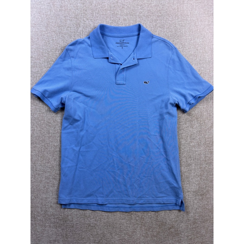 Vineyard Vines Mens Classic Fit Cotton Pique Polo Shirt Blue Small